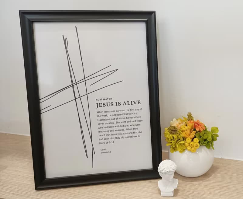 Jesus is alive北歐實木立畫框擺飾/福音禮品/喬遷/受洗/基督教商