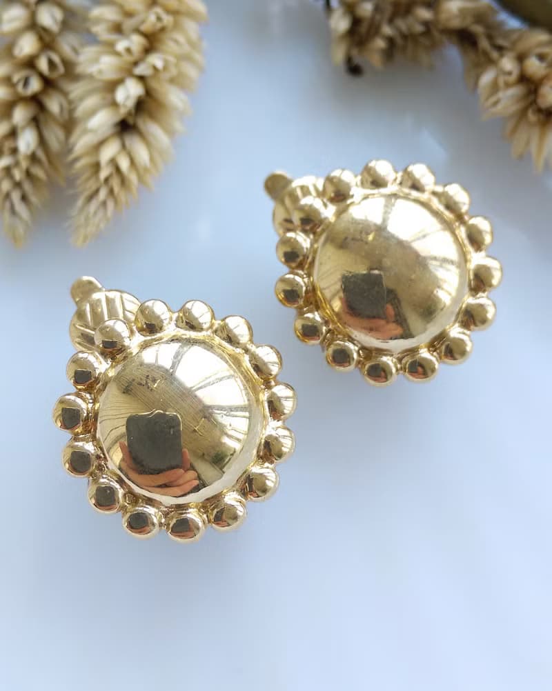 Vintage Jewelry 西洋古董飾品 TRIFARI 簡約 小巧  夾式耳環
