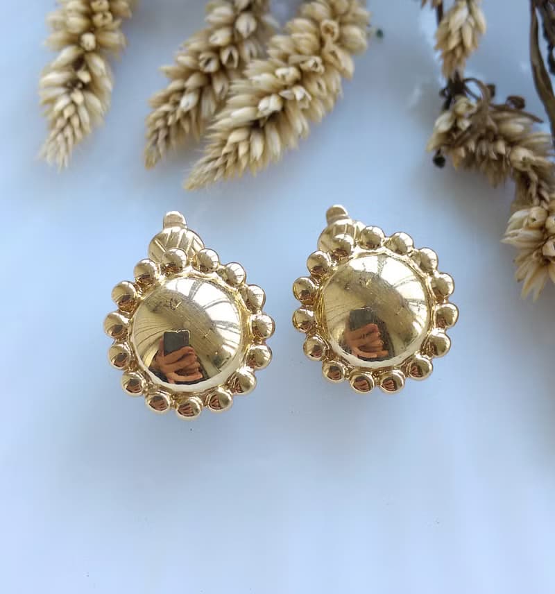 Vintage Jewelry 西洋古董飾品 TRIFARI 簡約 小巧  夾式耳環