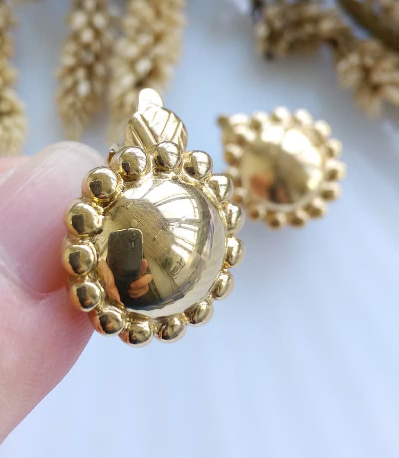 Vintage Jewelry 西洋古董飾品 TRIFARI 簡約 小巧  夾式耳環