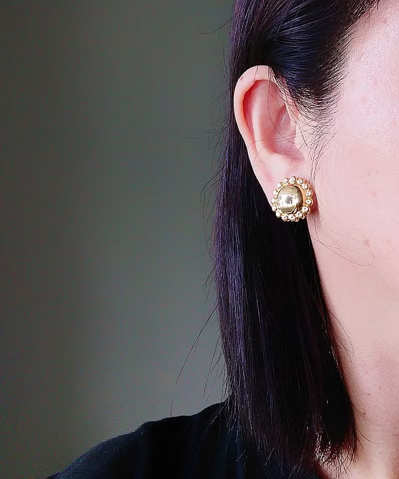 Vintage Jewelry 西洋古董飾品 TRIFARI 簡約 小巧  夾式耳環