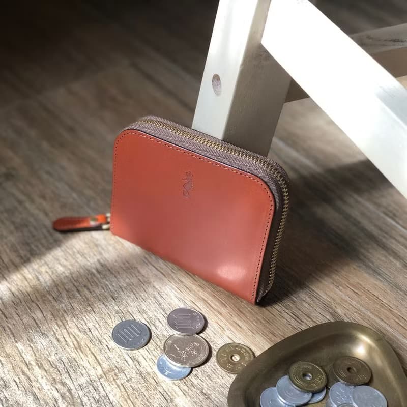 日本製【Takumicsタクミクス】拉鍊短夾 拉鍊銀包 義大利植鞣革