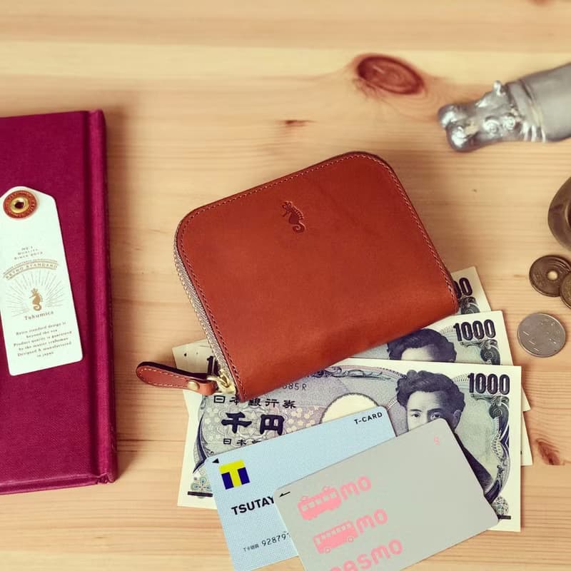 日本製【Takumicsタクミクス】拉鍊短夾 拉鍊銀包 義大利植鞣革