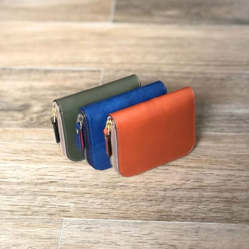 日本製【Takumicsタクミクス】拉鍊短夾 拉鍊銀包 義大利植鞣革