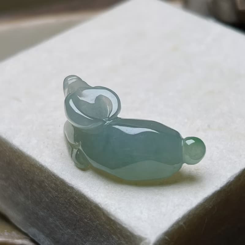 冰種飄花翡翠水牛 | 天然緬甸玉A貨翡翠 | 送禮