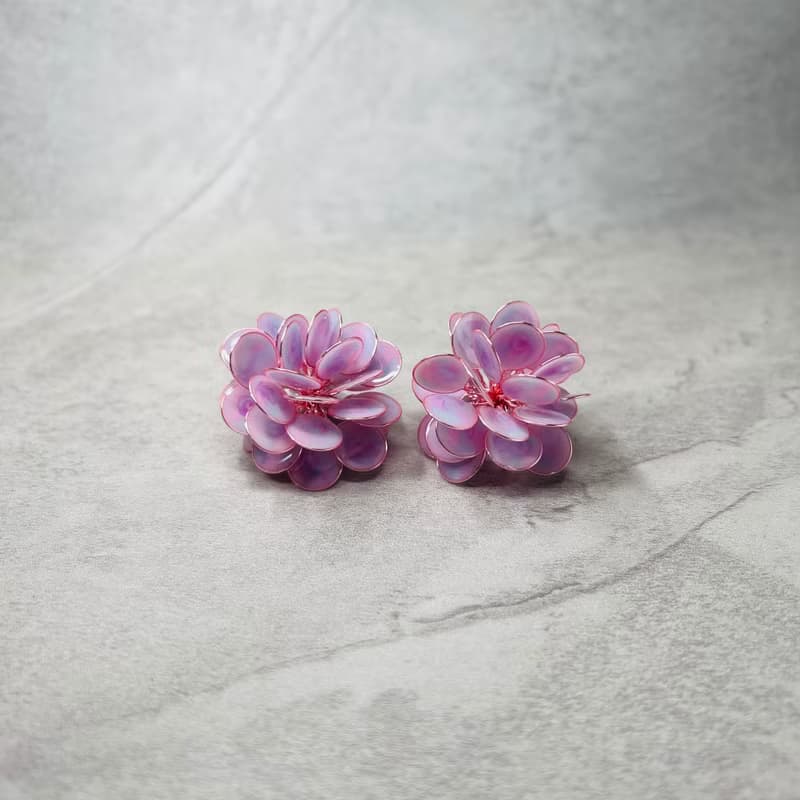 =獨角獸系列= 長款花球 水晶花樹脂花球耳環