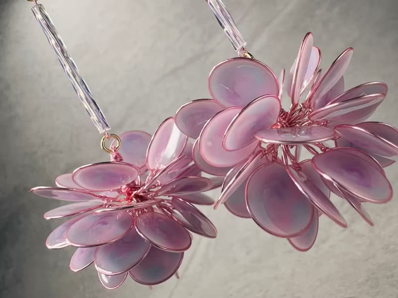 =獨角獸系列= 長款花球 水晶花樹脂花球耳環