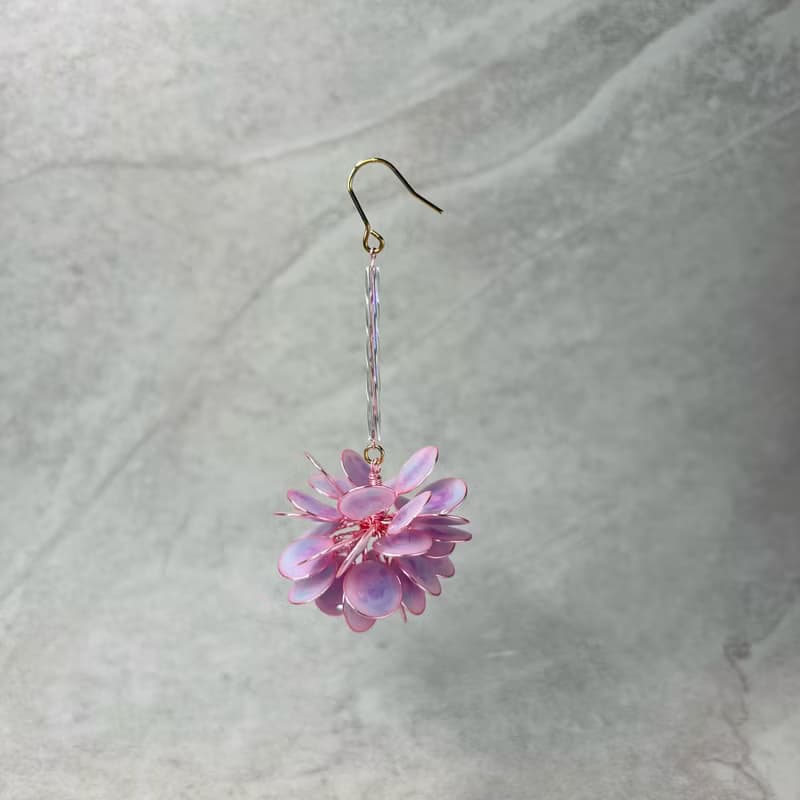 =獨角獸系列= 長款花球 水晶花樹脂花球耳環