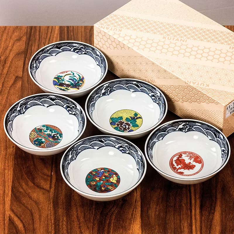 日本進口九谷燒時代繪畫風復古陶瓷碗小湯缽小菜碗拉麵碗中缽餐具