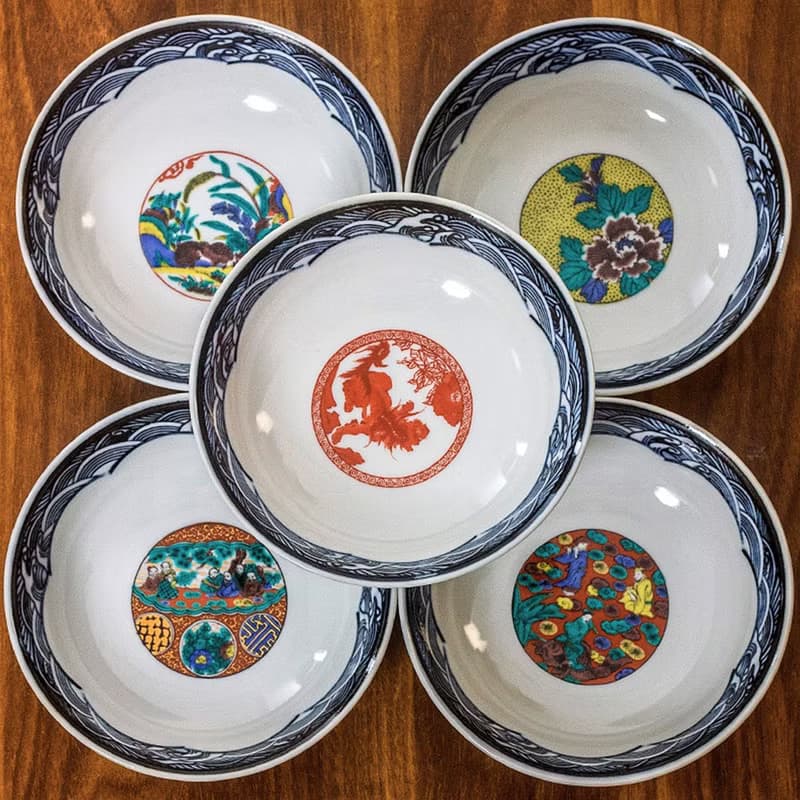 日本進口九谷燒時代繪畫風復古陶瓷碗小湯缽小菜碗拉麵碗中缽餐具