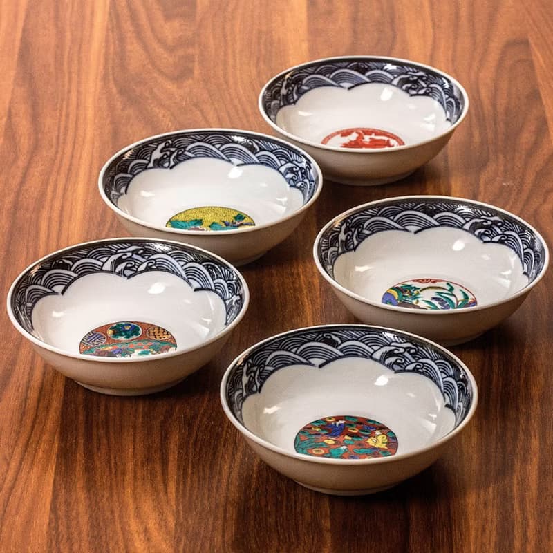 日本進口九谷燒時代繪畫風復古陶瓷碗小湯缽小菜碗拉麵碗中缽餐具