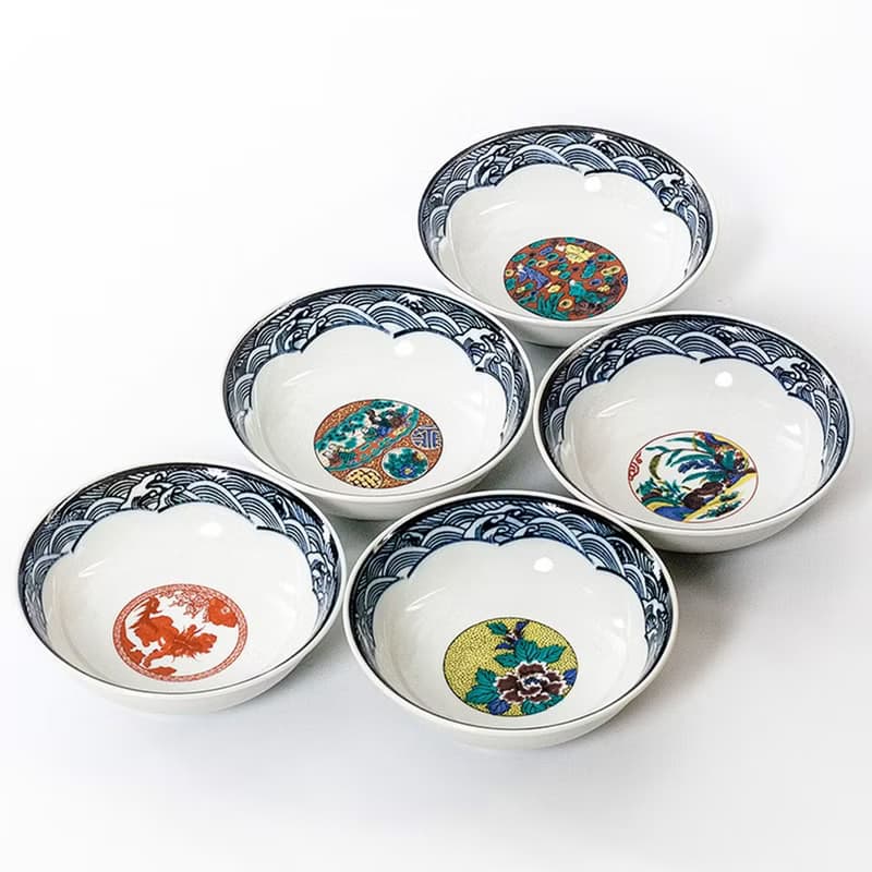 日本進口九谷燒時代繪畫風復古陶瓷碗小湯缽小菜碗拉麵碗中缽餐具