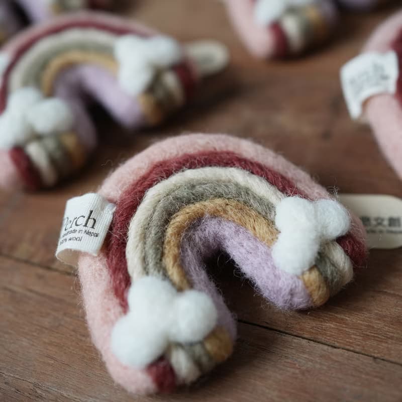 100% Wool 羊毛氈彩虹(金屬鉤 / 別針) 經典 藕色 薄荷_公平貿易