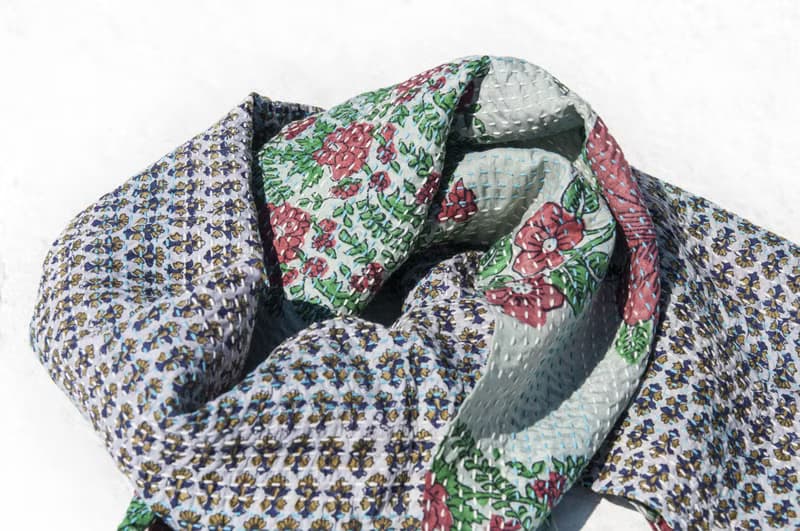 刺繡絲巾/絲綢刺繡圍巾/手縫紗麗線絲巾/印度絲綢刺繡圍巾-綠紅花