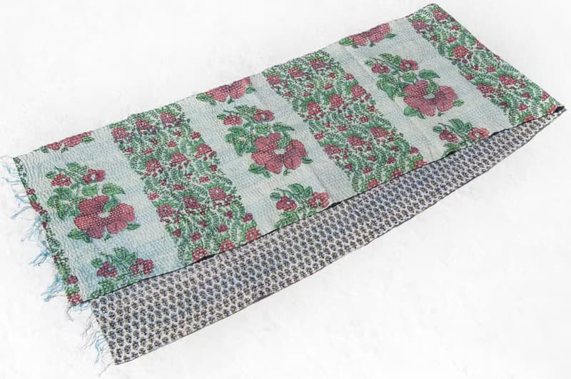 刺繡絲巾/絲綢刺繡圍巾/手縫紗麗線絲巾/印度絲綢刺繡圍巾-綠紅花