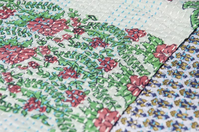 刺繡絲巾/絲綢刺繡圍巾/手縫紗麗線絲巾/印度絲綢刺繡圍巾-綠紅花