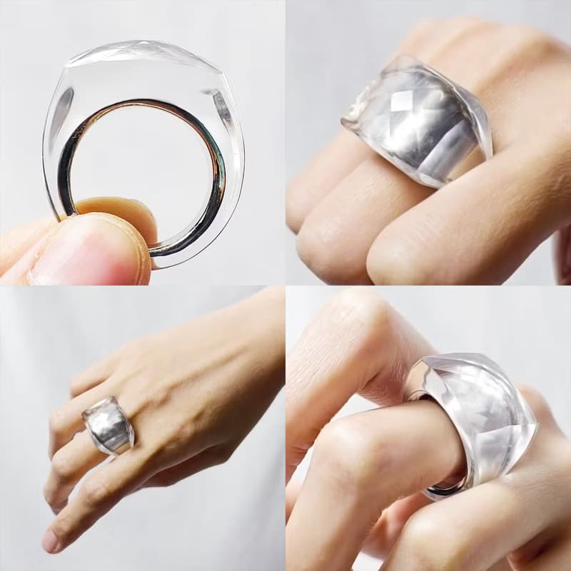 天然頂級白水晶 鑽面 純銀 大寶石戒指 內徑19.5mm 單品 禮物