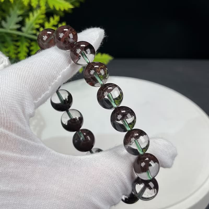 高品質巴西紅色幻影幽靈水晶手串12mm冰透幹淨半盆女熱情活力療愈