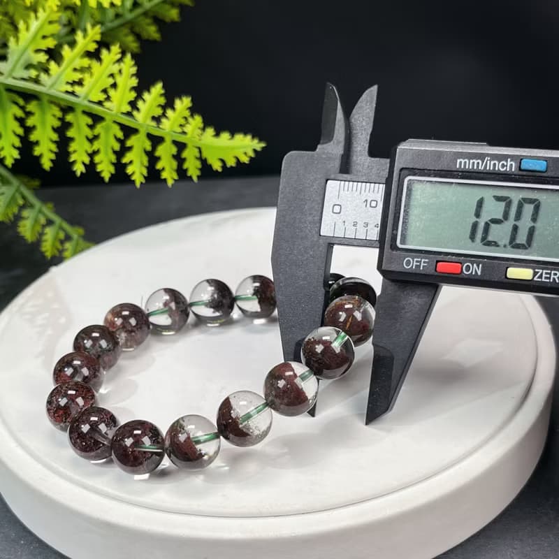 高品質巴西紅色幻影幽靈水晶手串12mm冰透幹淨半盆女熱情活力療愈
