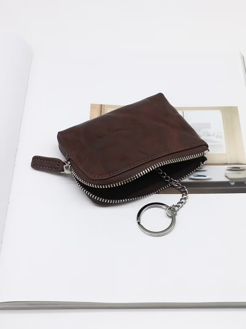 超質感 真皮 手工拉鏈零錢包