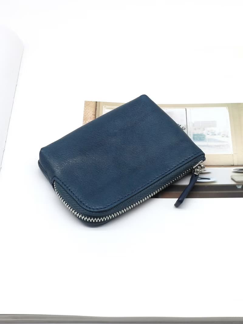 超質感 真皮 手工拉鏈零錢包