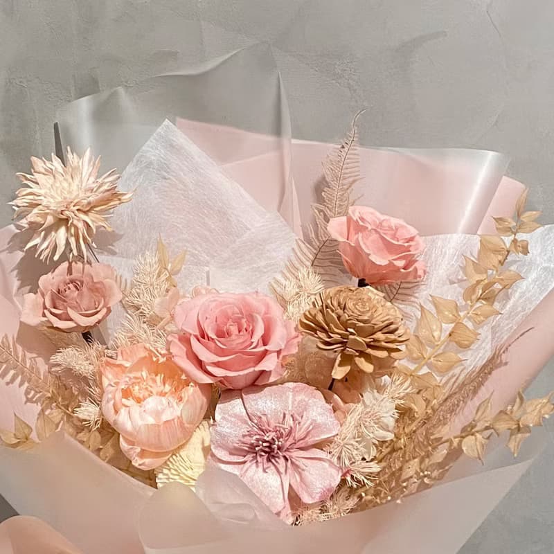 永生花束 七夕 情人節 浪漫粉