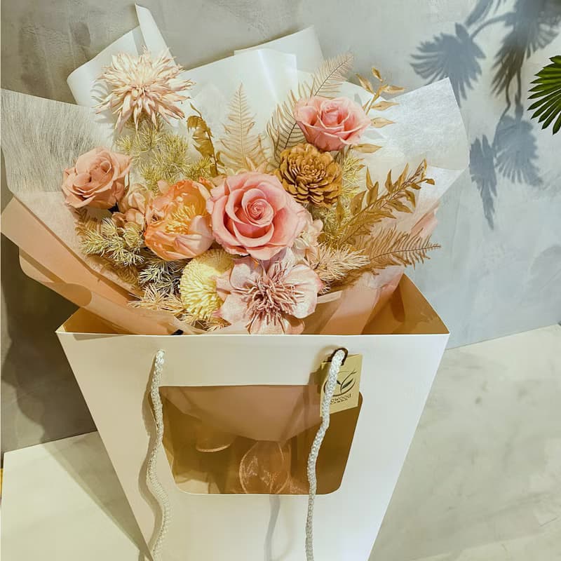 永生花束 七夕 情人節 浪漫粉