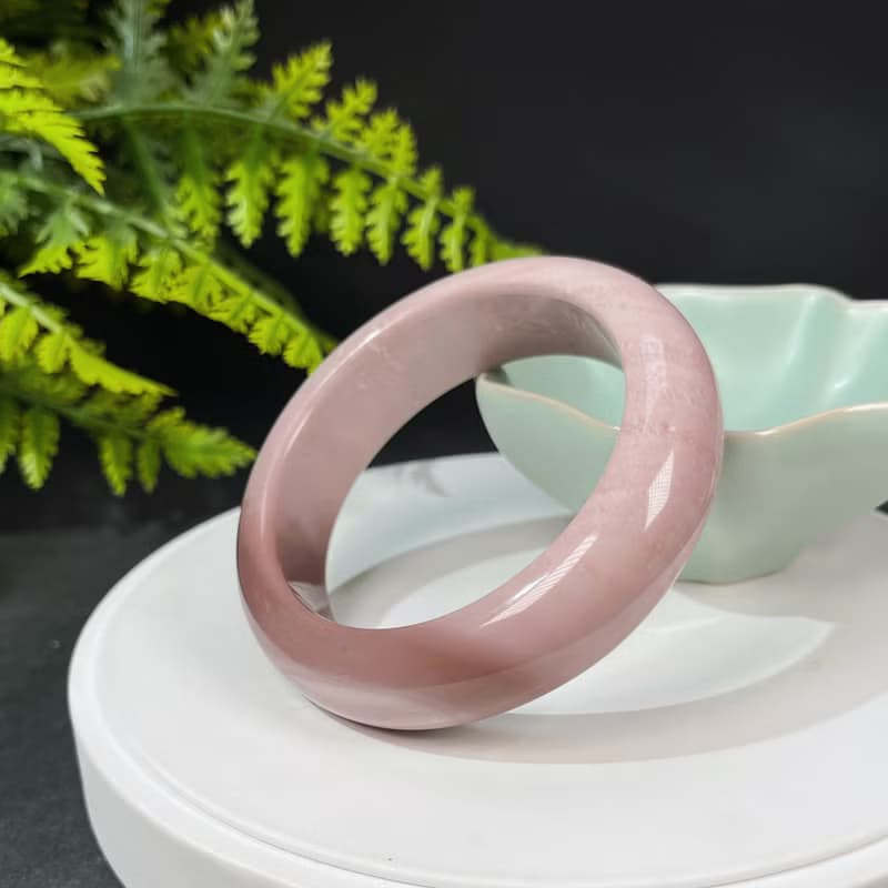 阿拉善瑪瑙手鐲 57MM 高瓷玉化漸變粉天眼戈壁彩玉手環 友善希望