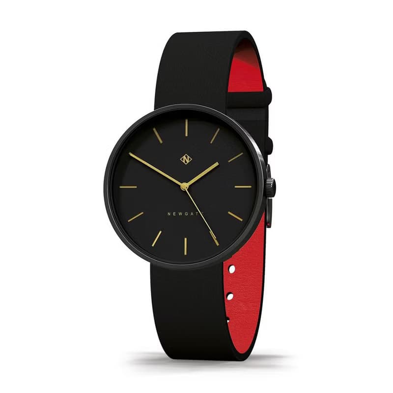 Newgate-DRUMLINE-靜謐黑-義大利皮革錶帶-40mm