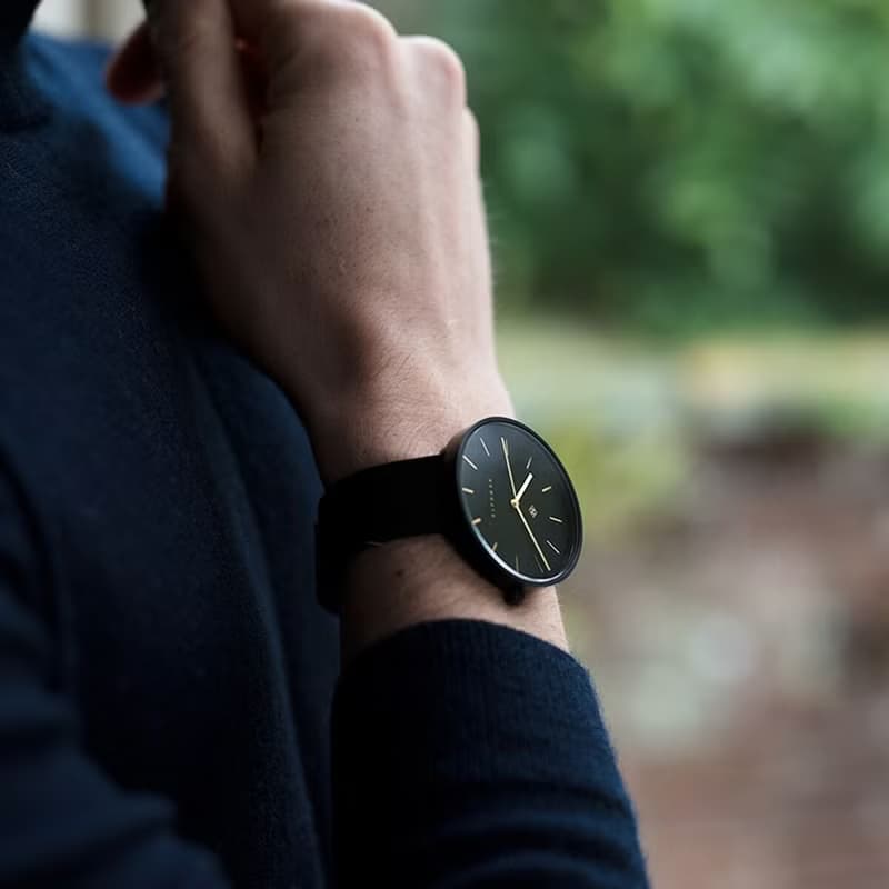 Newgate-DRUMLINE-靜謐黑-義大利皮革錶帶-40mm