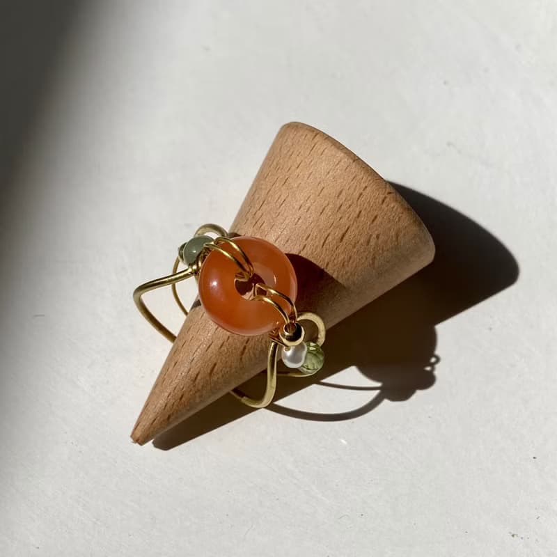 老林雜貨 | 南紅瑪瑙鏤空設計戒指