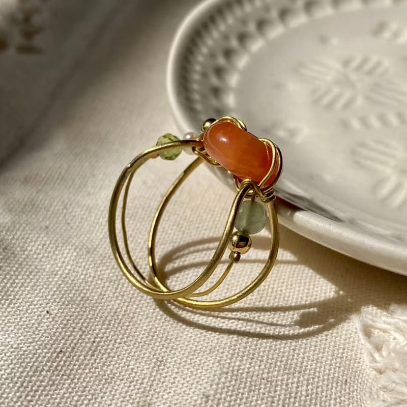 老林雜貨 | 南紅瑪瑙鏤空設計戒指