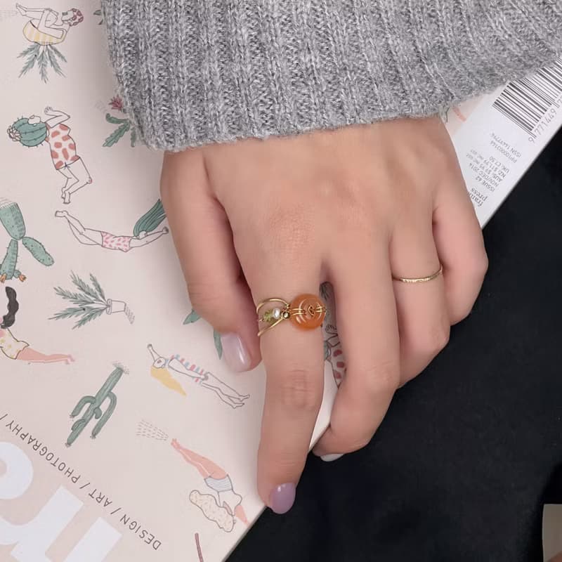 老林雜貨 | 南紅瑪瑙鏤空設計戒指