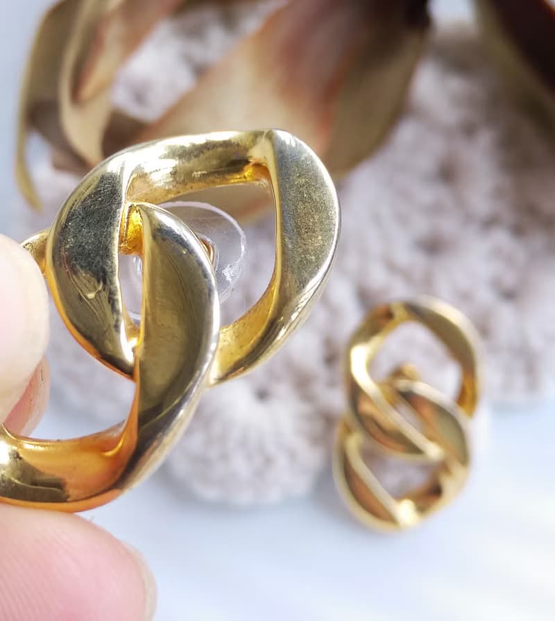 Vintage Jewelry 西洋古董飾品 金色調 復古簡約 針式耳環