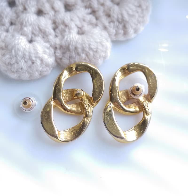 Vintage Jewelry 西洋古董飾品 金色調 復古簡約 針式耳環