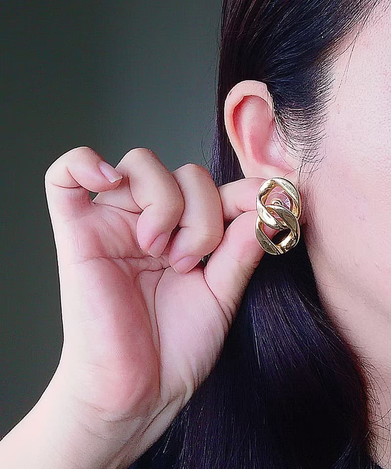 Vintage Jewelry 西洋古董飾品 金色調 復古簡約 針式耳環