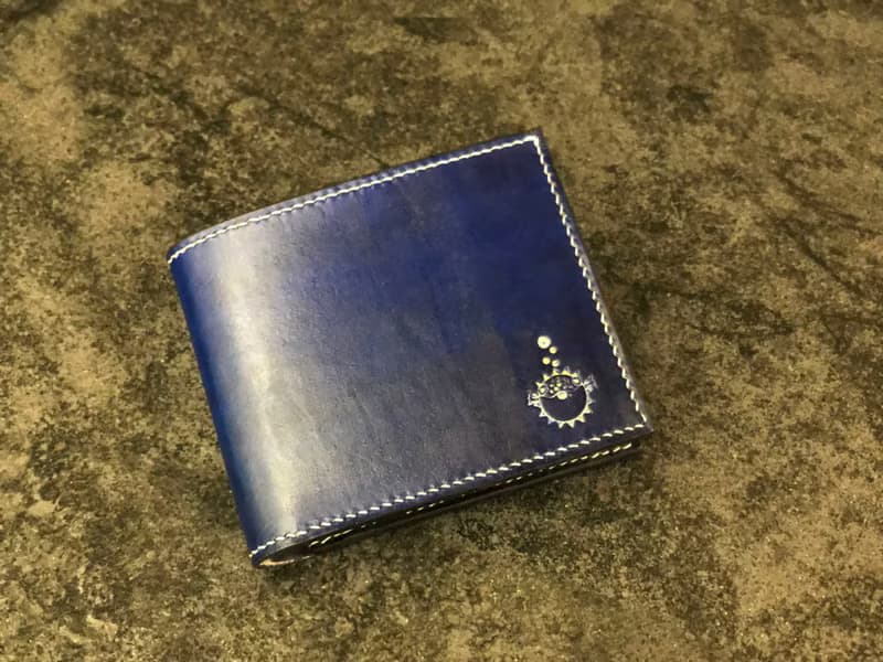 湛藍系列-河豚版對折式短夾  真皮全手縫  植鞣牛皮  零錢短夾