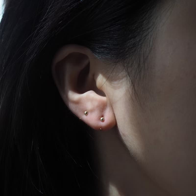 14K 純K金-稜石子圓弧 無耳扣 耳環, 耳針