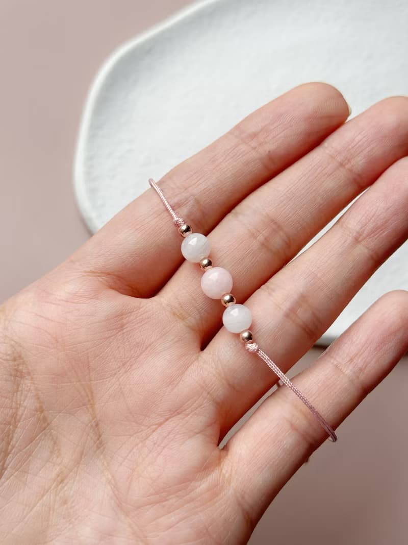粉紅摩根石 月光石 水晶手繩手環 閨蜜姊妹 生日禮物