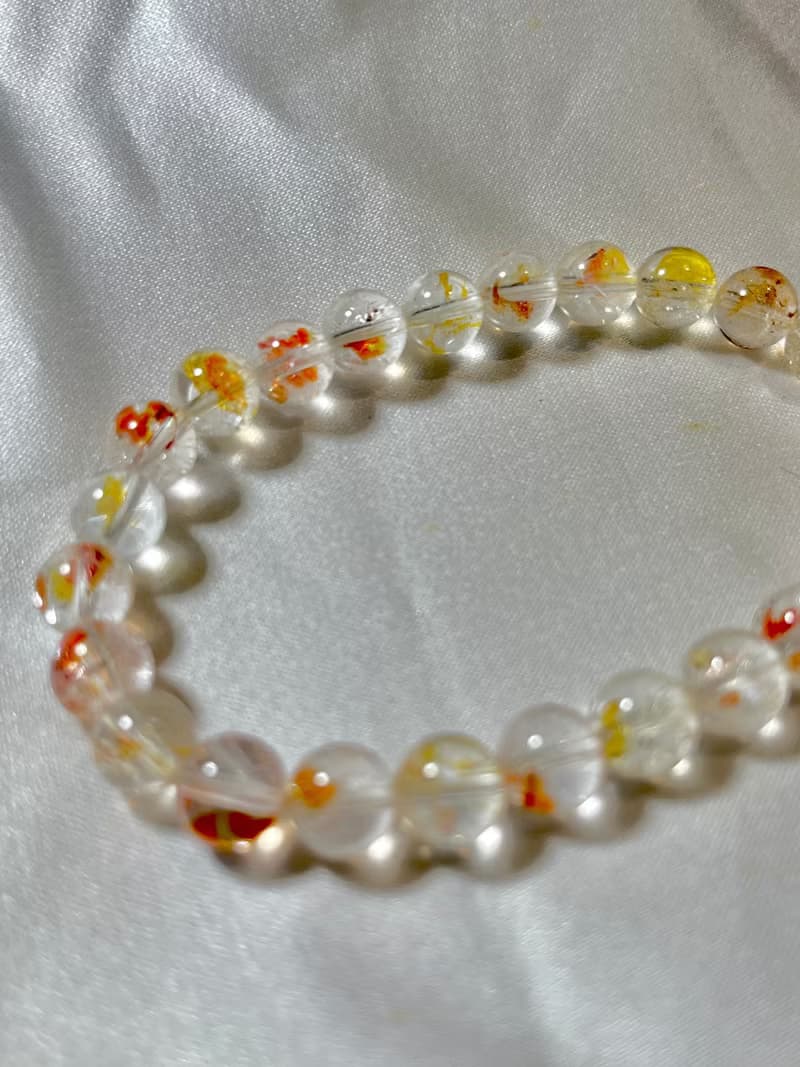 巴西 錦鯉膠花 手珠手鍊 錦鯉膠花 圓珠 手串 天然水晶