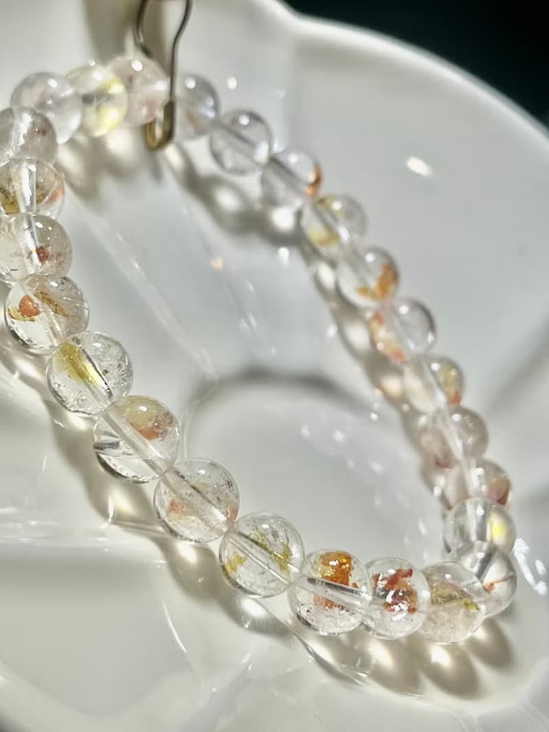 巴西 錦鯉膠花 手珠手鍊 錦鯉膠花 圓珠 手串 天然水晶