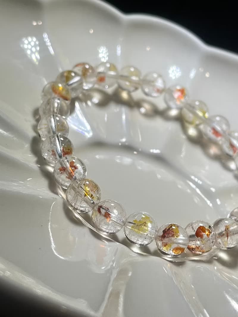 巴西 錦鯉膠花 手珠手鍊 錦鯉膠花 圓珠 手串 天然水晶
