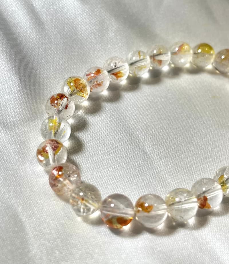 巴西 錦鯉膠花 手珠手鍊 錦鯉膠花 圓珠 手串 天然水晶