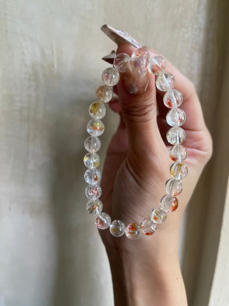巴西 錦鯉膠花 手珠手鍊 錦鯉膠花 圓珠 手串 天然水晶