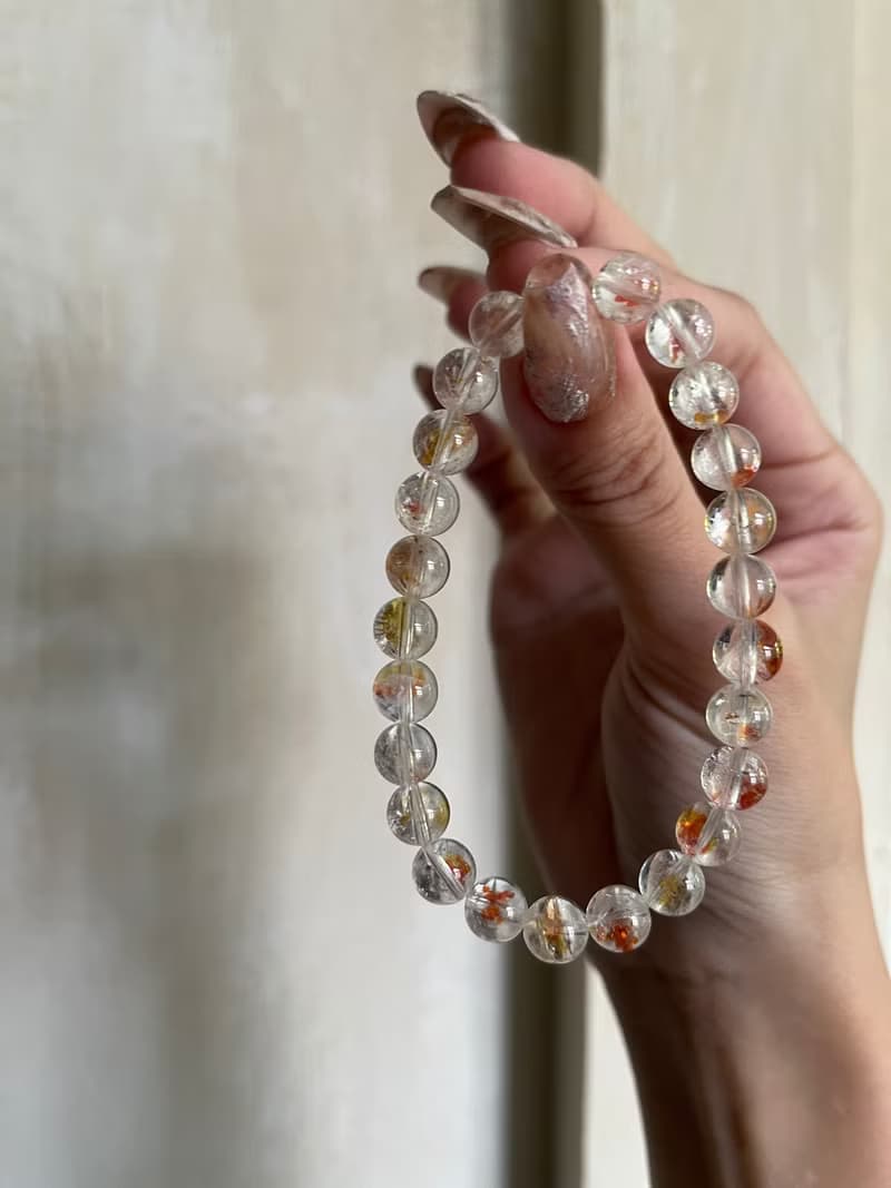 巴西 錦鯉膠花 手珠手鍊 錦鯉膠花 圓珠 手串 天然水晶