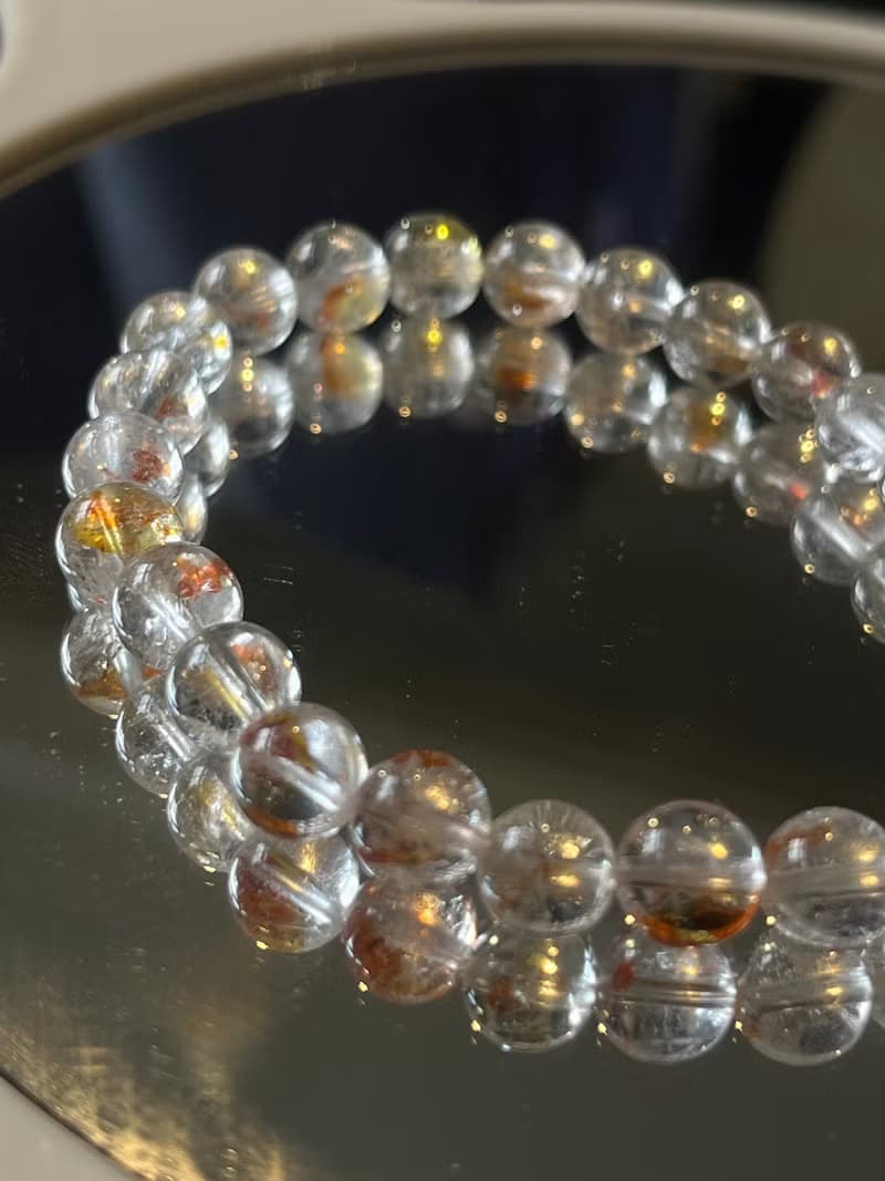 巴西 錦鯉膠花 手珠手鍊 錦鯉膠花 圓珠 手串 天然水晶