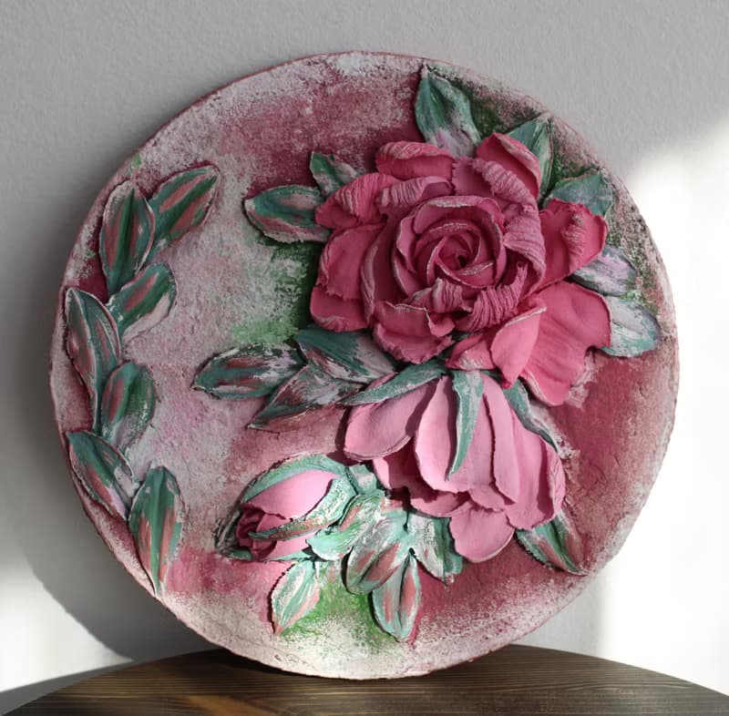 Roses painting, textured wall decor, floral art, gift idea.