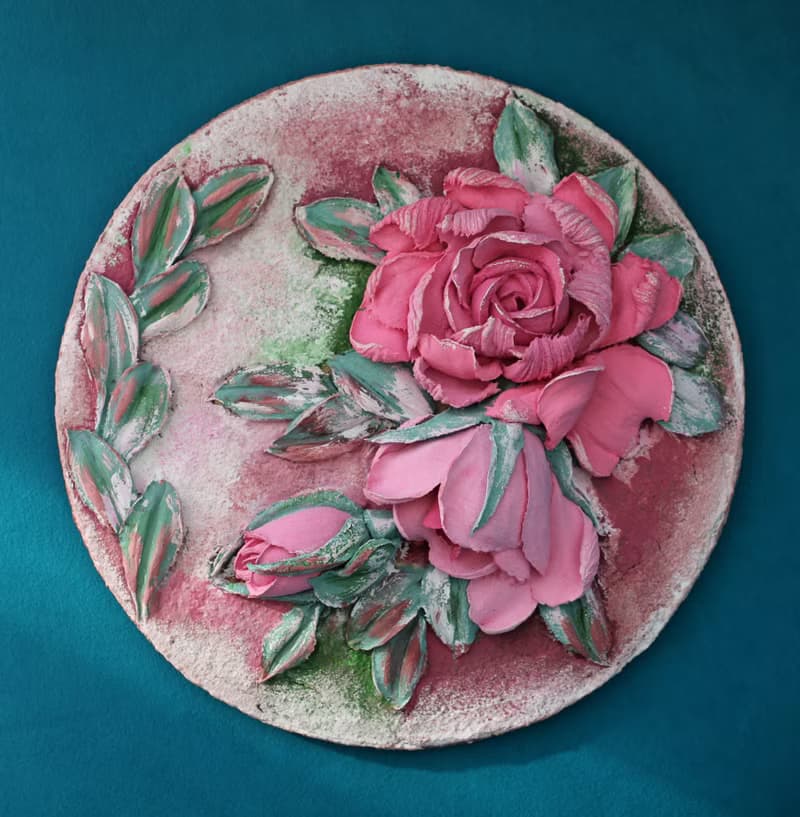 Roses painting, textured wall decor, floral art, gift idea.