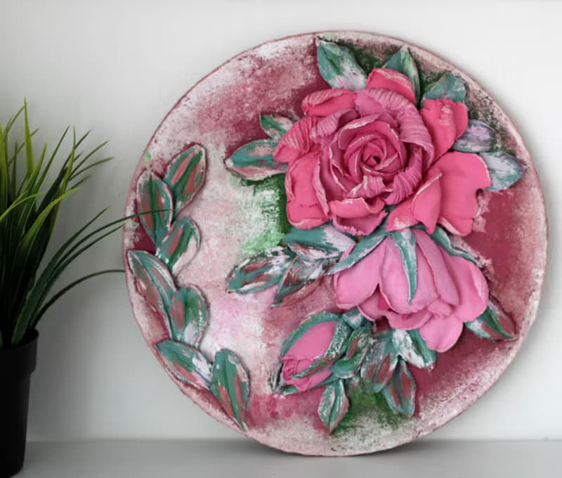 Roses painting, textured wall decor, floral art, gift idea.