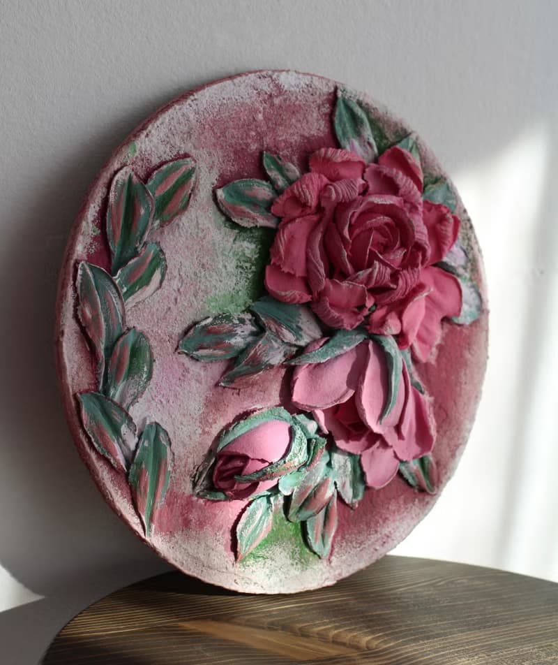 Roses painting, textured wall decor, floral art, gift idea.
